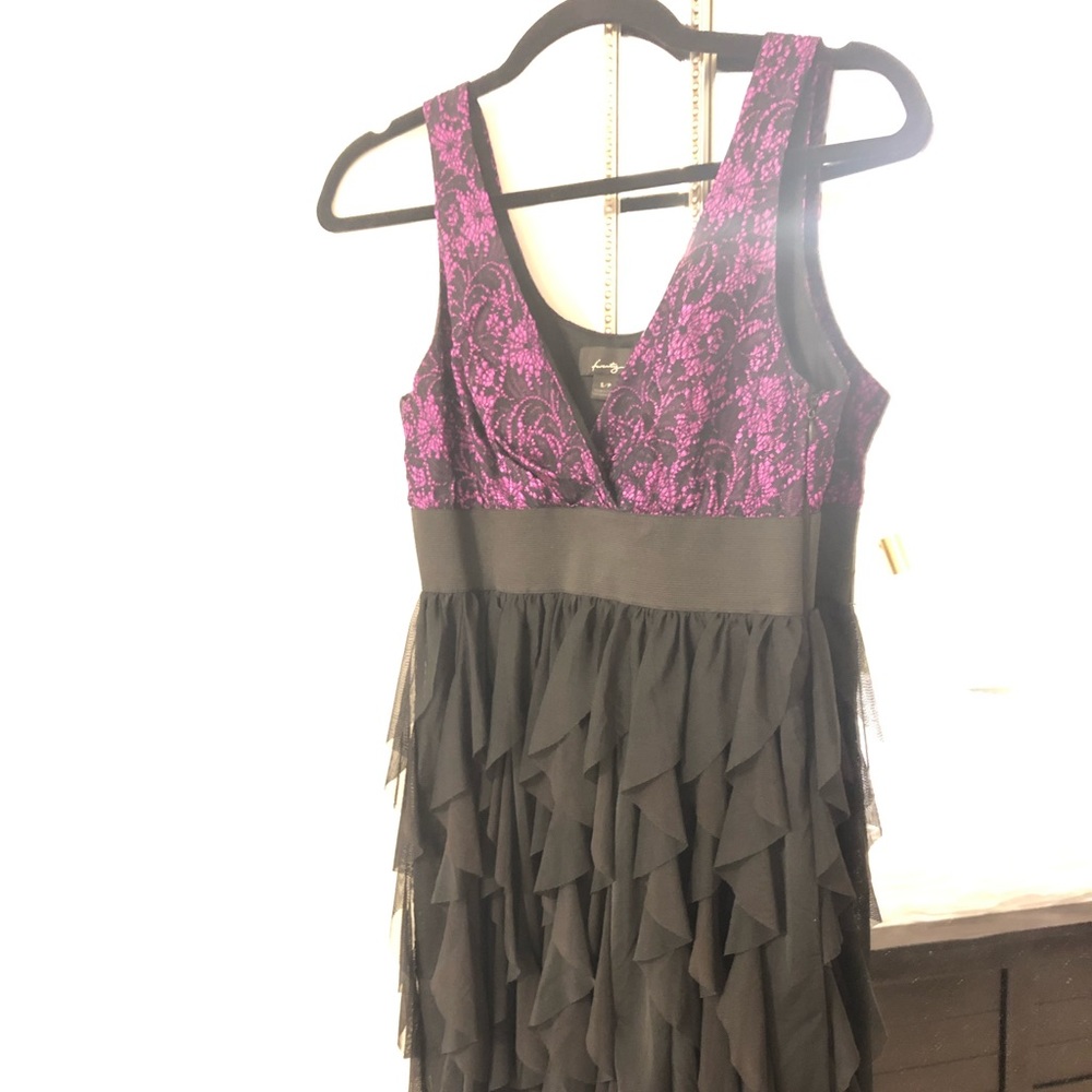 Lace overlay, ruffle dress